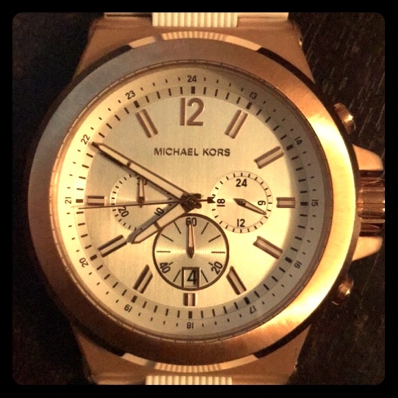 MK Dylan Men’s watch rose gold-silicone band - Picture 1 of 2